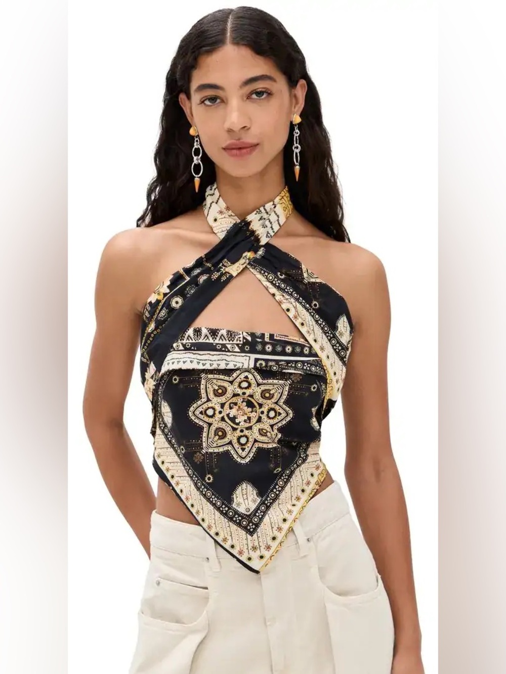 Isabel marant etoile Feyza Convertible Mixed Print Cotton Halter Top NWT